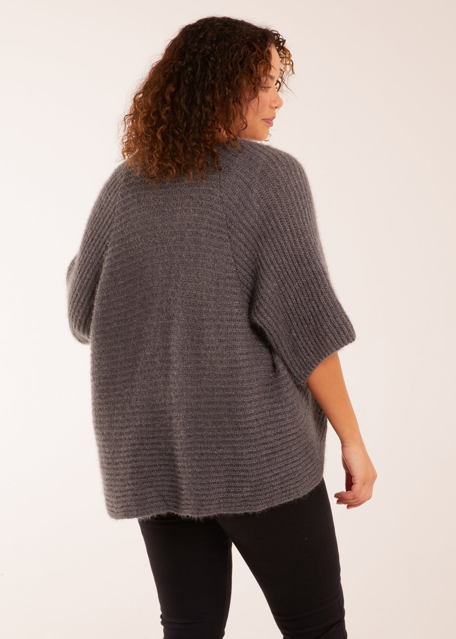 Blue Vanilla Grey Fluffy Rib Cardigan