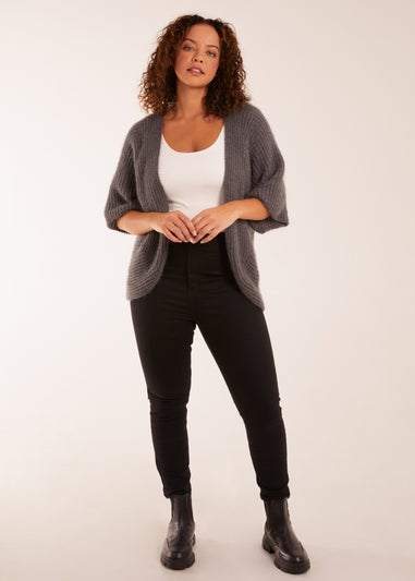 Blue Vanilla Grey Fluffy Rib Cardigan