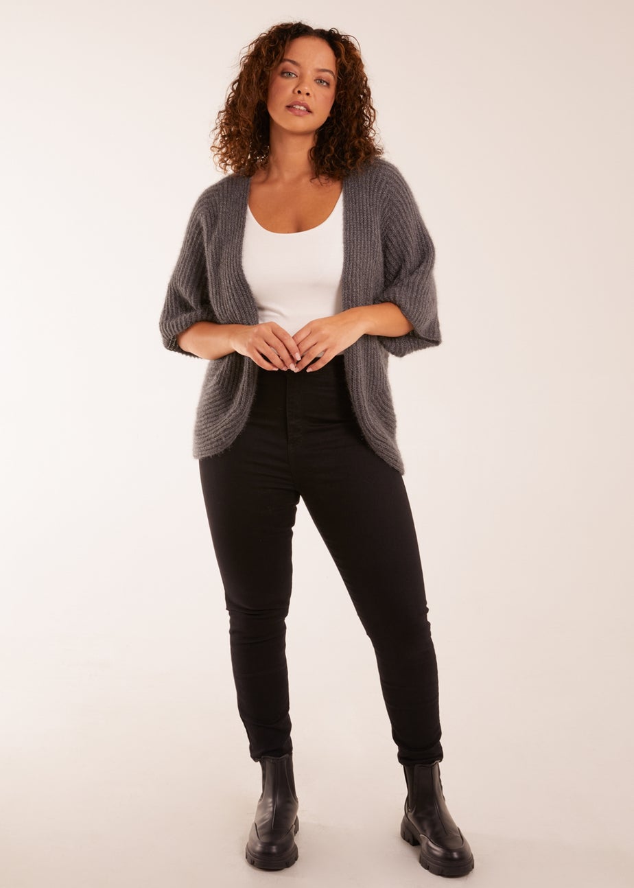 Blue Vanilla Grey Fluffy Rib Cardigan