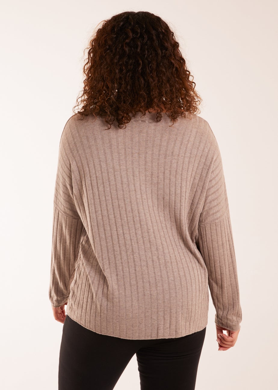 Blue Vanilla Mocha V-Neck Ribbed Jumper
