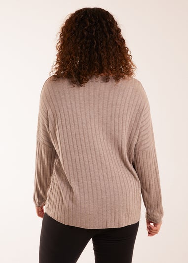 Blue Vanilla Mocha V-Neck Ribbed Jumper