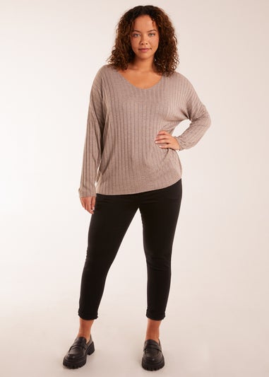 Blue Vanilla Mocha V-Neck Ribbed Jumper