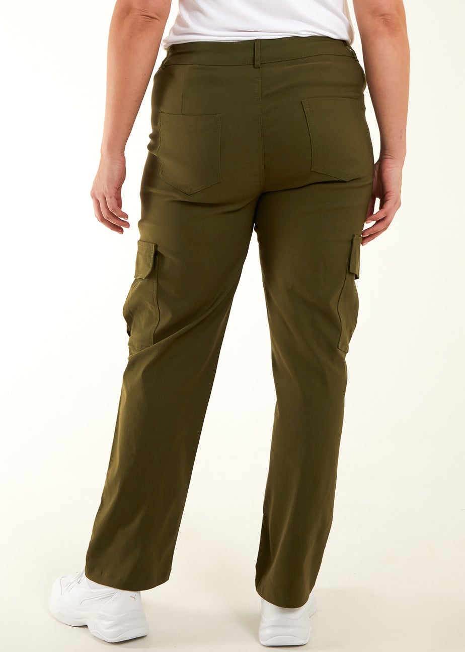 Blue Vanilla Khaki Curve Straight Leg Pocket Detail Cargo Joggers