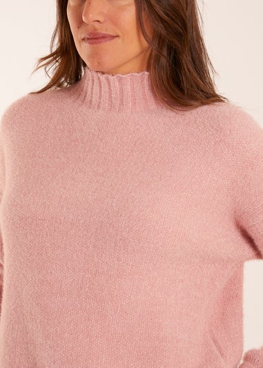 Blue Vanilla Pink Oversized Roll Neck Jumper