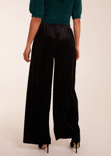Blue Vanilla Black Wide Leg Textured Velour Trouser