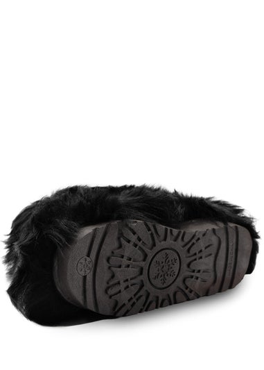 Where's That From Black Malaya Fluffy Faux Fur Ankle Boots