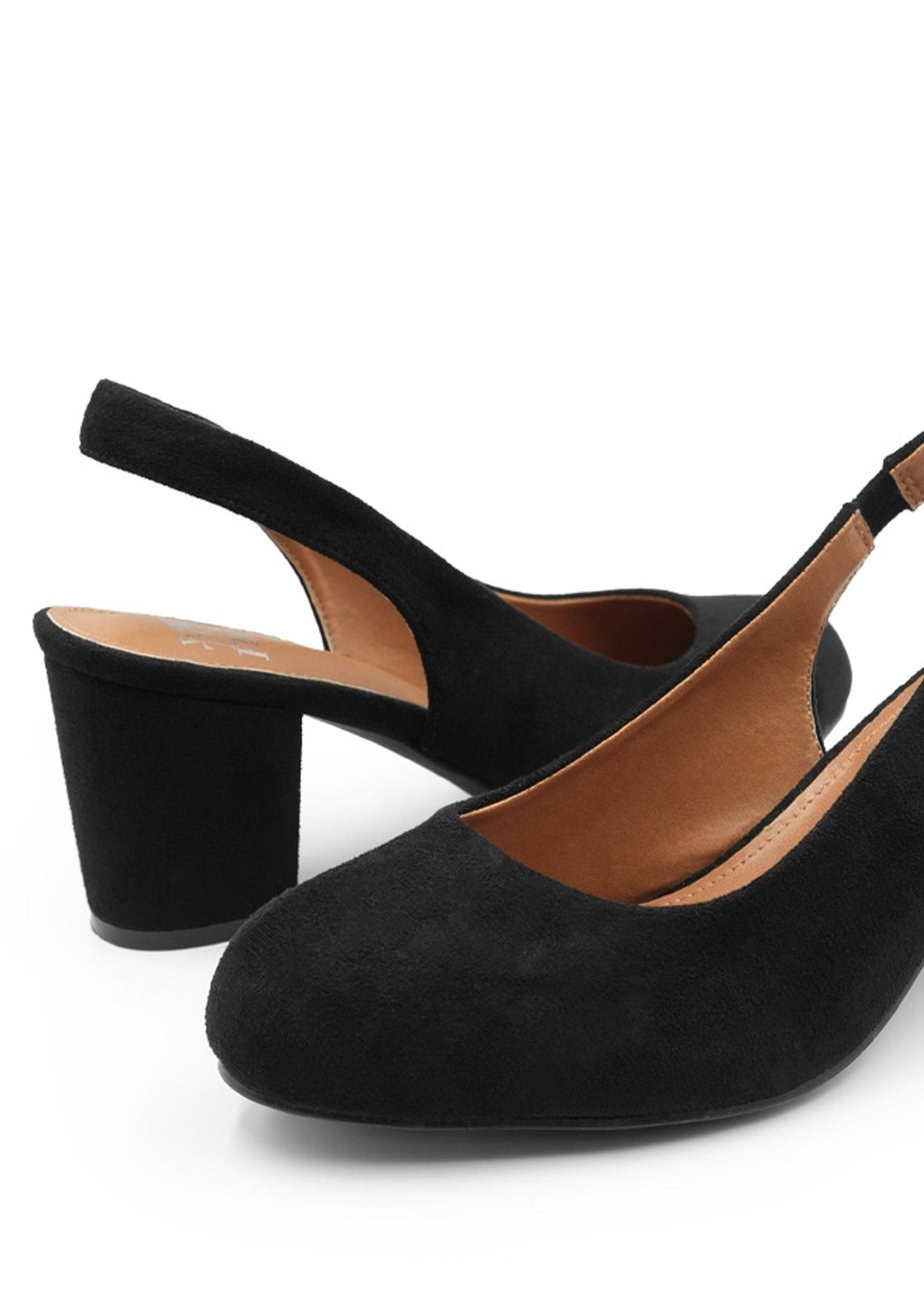 Where's That From Black Suede Edith Block Heel Slingback Shoes