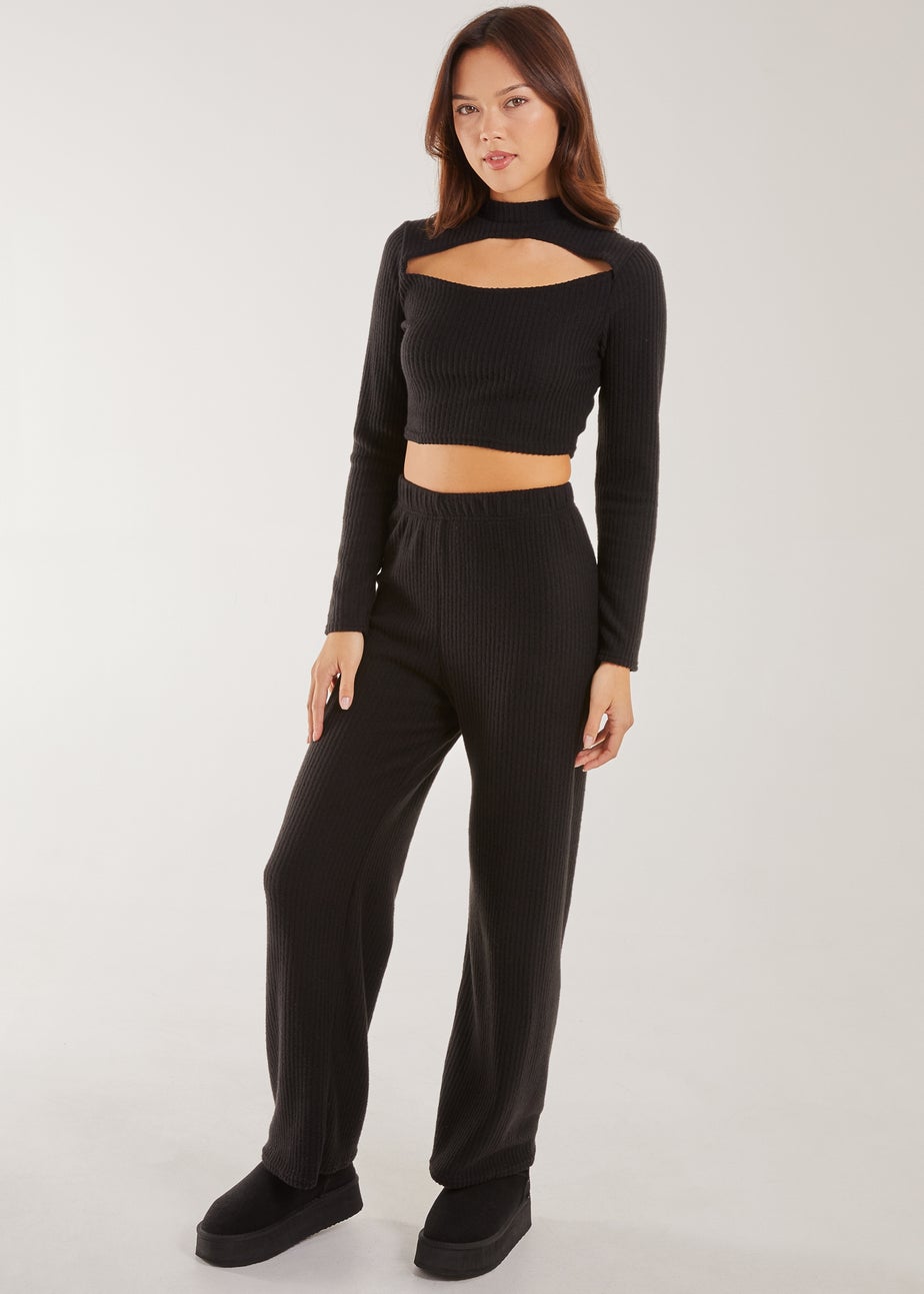 Pink Vanilla Black Soft Brushed Rib Flares