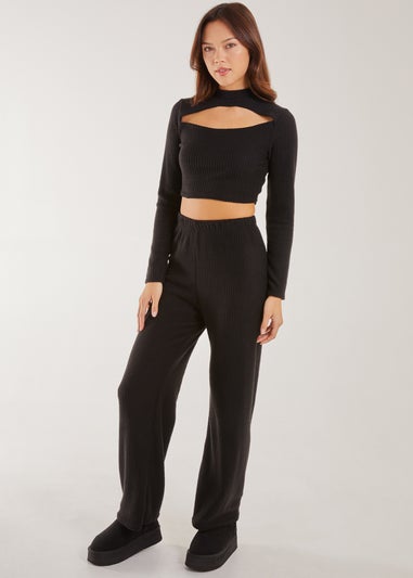 Pink Vanilla Black Soft Brushed Rib Flares