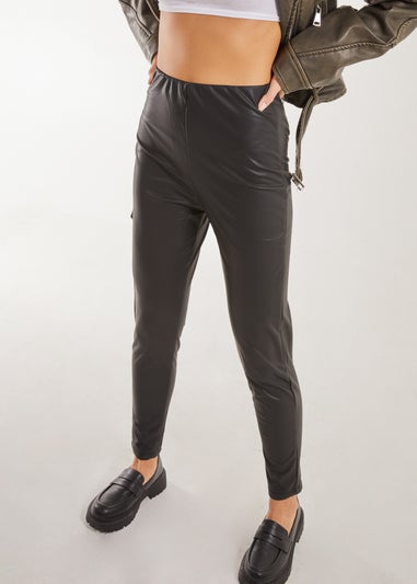 Pink Vanilla Black PU Leggings