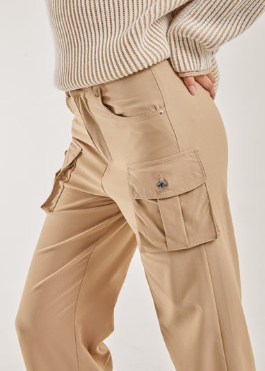 Pink Vanilla Stone Oversized Pocket Wide Leg Cargo Trousers