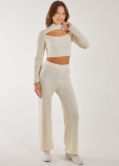 Pink Vanilla Ivory Soft Brushed Letterbox  Long Sleeve Top