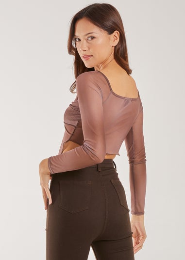 Pink Vanilla Pink Butterfly Mesh Long Sleeve Top