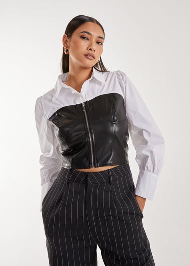 Pink Vanilla White Double Layer Corset Shirt