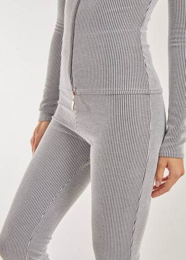 Pink Vanilla Grey Two Tone Ribbed Flares