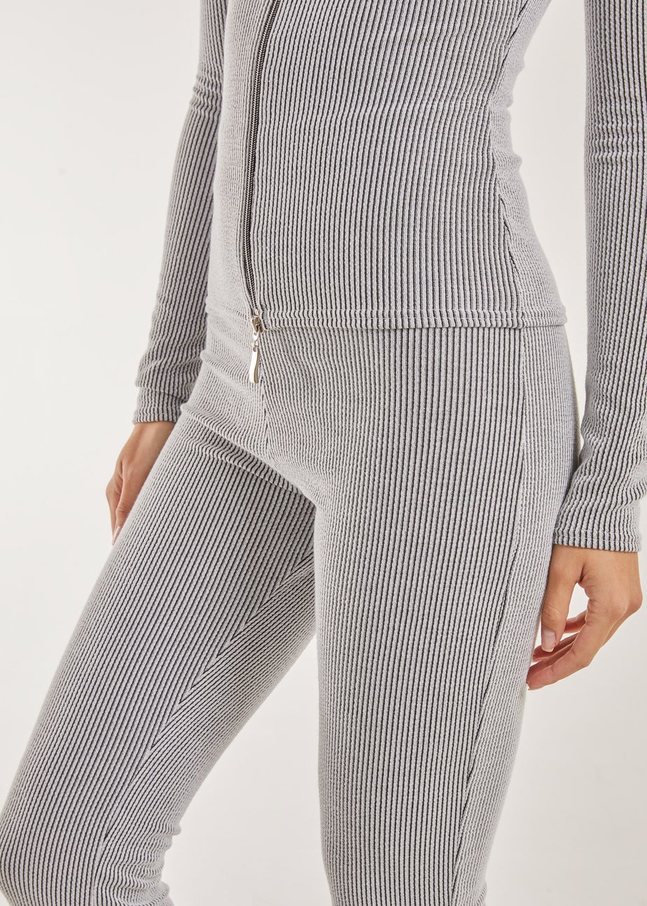Pink Vanilla Grey Two Tone Ribbed Flares