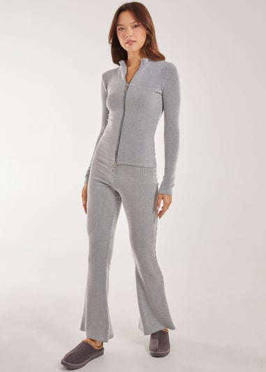 Pink Vanilla Grey Two Tone Ribbed Flares