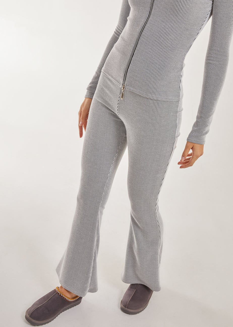 Pink Vanilla Grey Two Tone Ribbed Flares