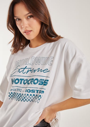 Pink Vanilla Ivory Motocross Oversized T-Shirt