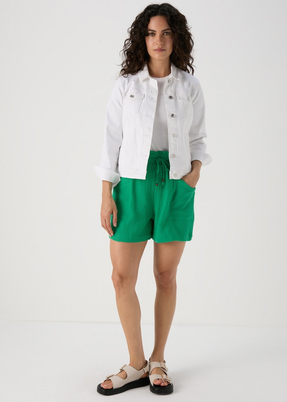 Green Textured Shorts