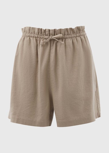 Stone Pull-On Linen Shorts