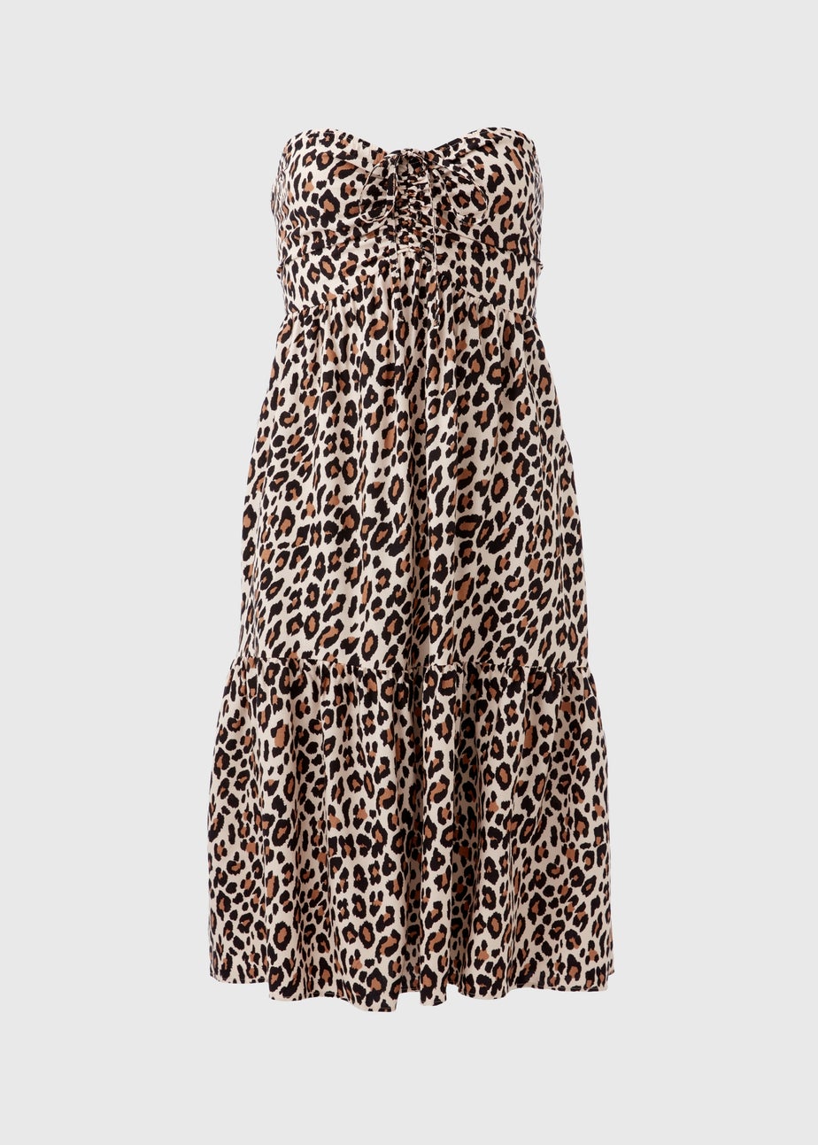 Multicolour Animal Print Bandeau Viscose Dress