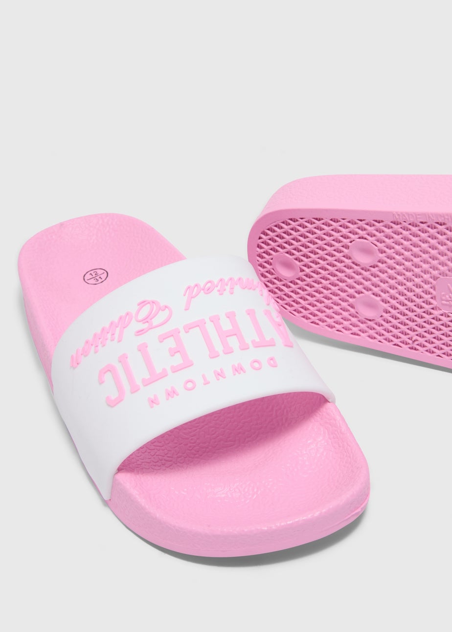 Girls Pink Athletic Sliders (Younger 10-Older 5)