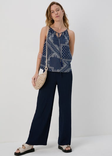 Blue High Apex Viscose Cami Top