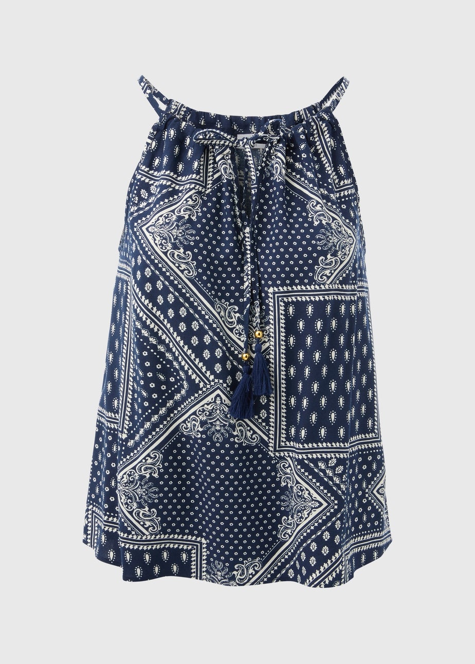 Blue High Apex Viscose Cami Top