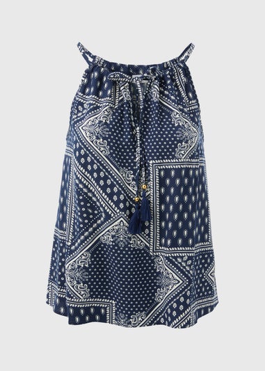 Blue High Apex Viscose Cami Top