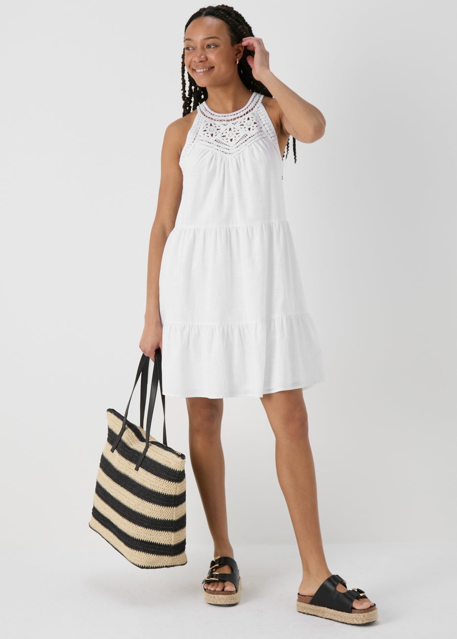 White Crochet Mini Dress