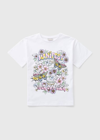 Girls White Manifest T-Shirt (7-13yrs)