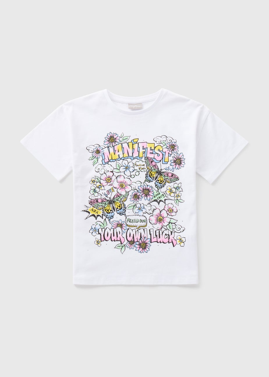 Girls White Manifest T-Shirt (7-13yrs)