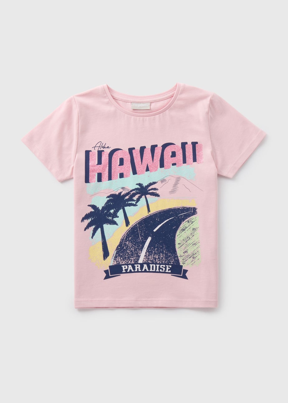 Girls Pink Hawaii T-Shirt (7-13yrs)