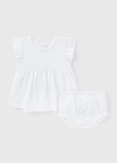Baby White Embroidered Jersey Dress & Knickers Set (Newborn-23mths)