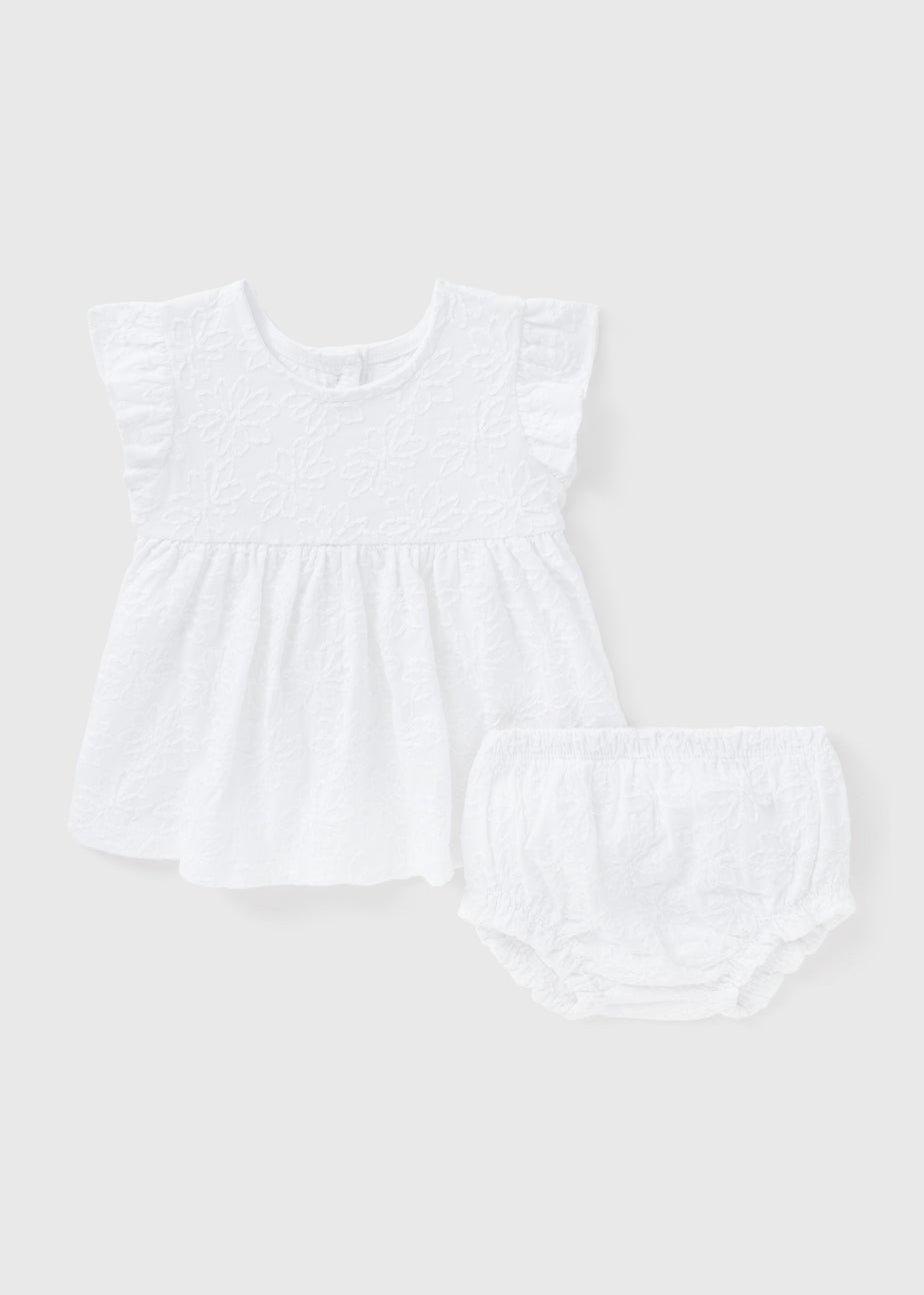 Baby White Embroidered Jersey Dress & Knickers Set (Newborn-23mths)