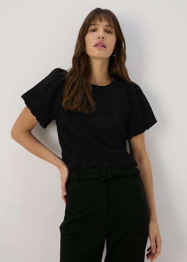 Et Vous Black Puff Sleeves Blouse