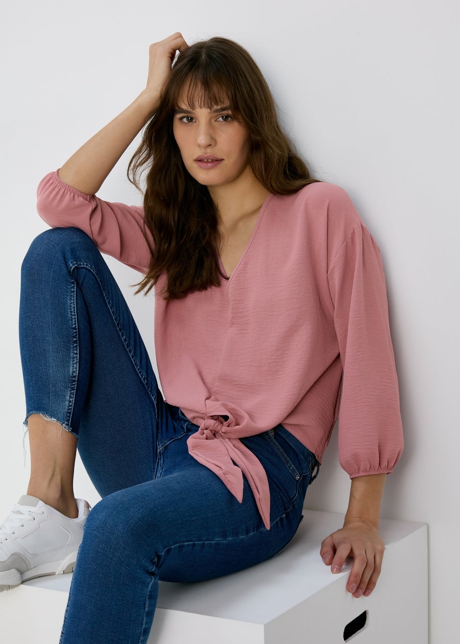 Pink V Neck Blouse