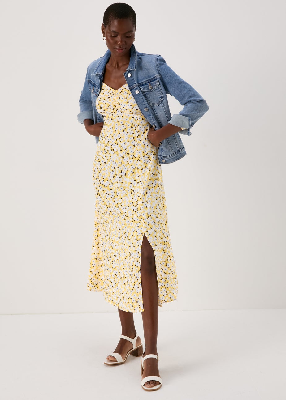 Yellow Floral Midi Dress