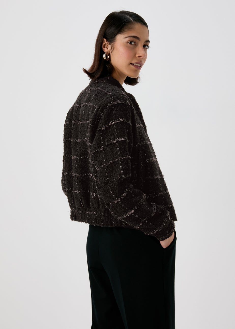 Et Vous Black Textured Bomber Jacket