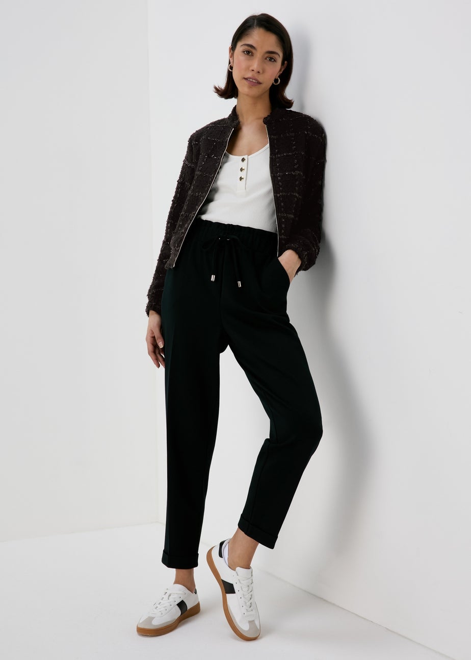 Et Vous Black Textured Bomber Jacket