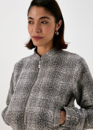 Et Vous Textured Monochrome Bomber Jacket