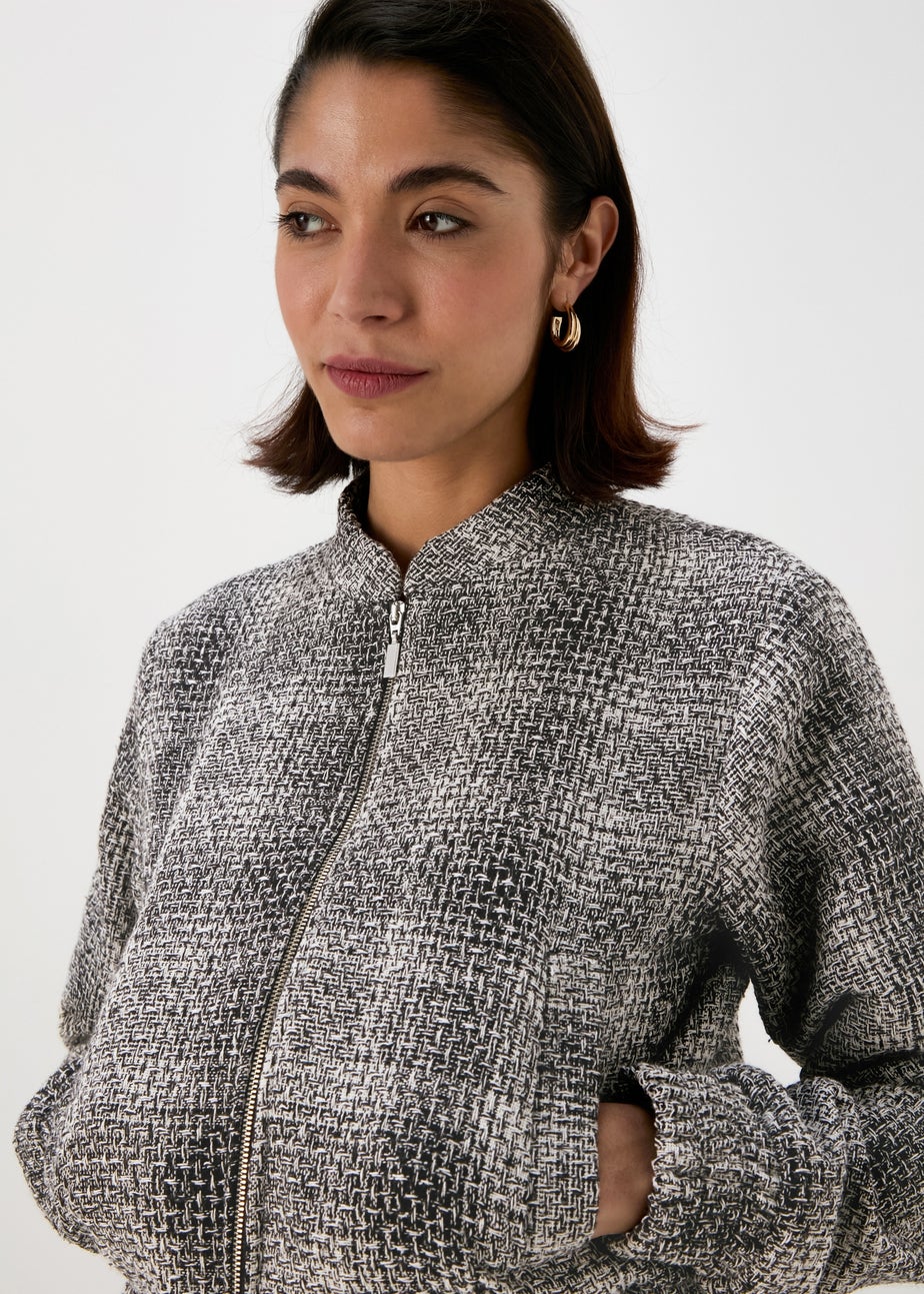 Et Vous Textured Monochrome Bomber Jacket