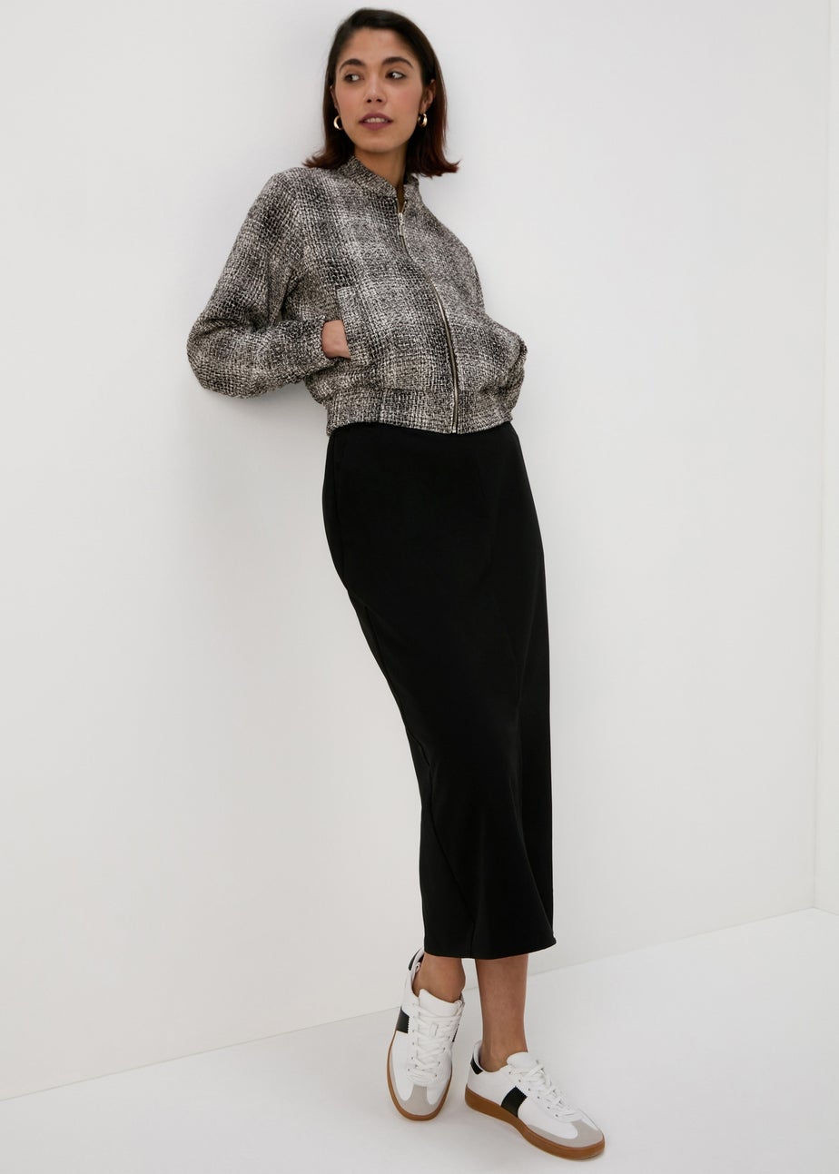 Et Vous Textured Monochrome Bomber Jacket