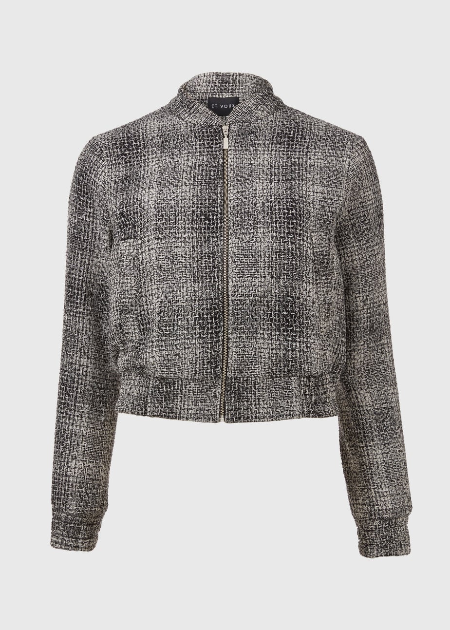 Et Vous Textured Monochrome Bomber Jacket