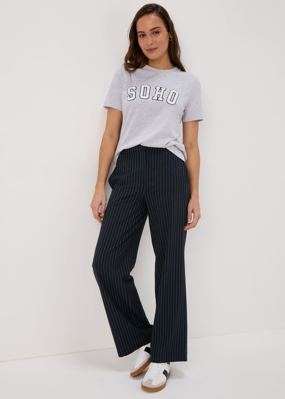 Navy Pinstripe Tailored Trousers