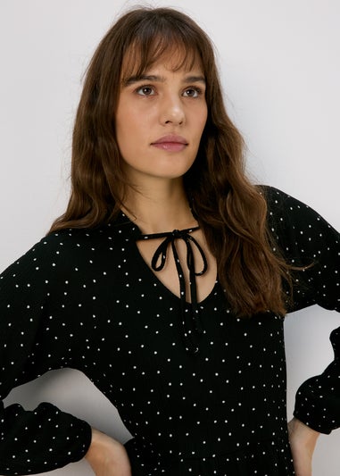 Black Tie Neck Midi Dress