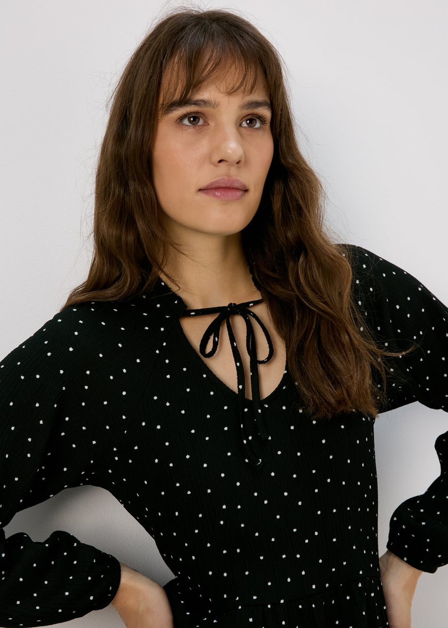 Black Tie Neck Midi Dress