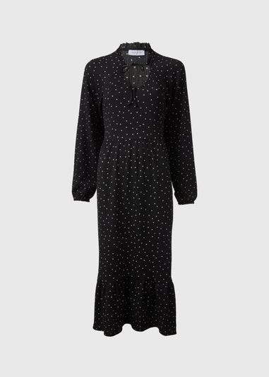 Black Tie Neck Midi Dress