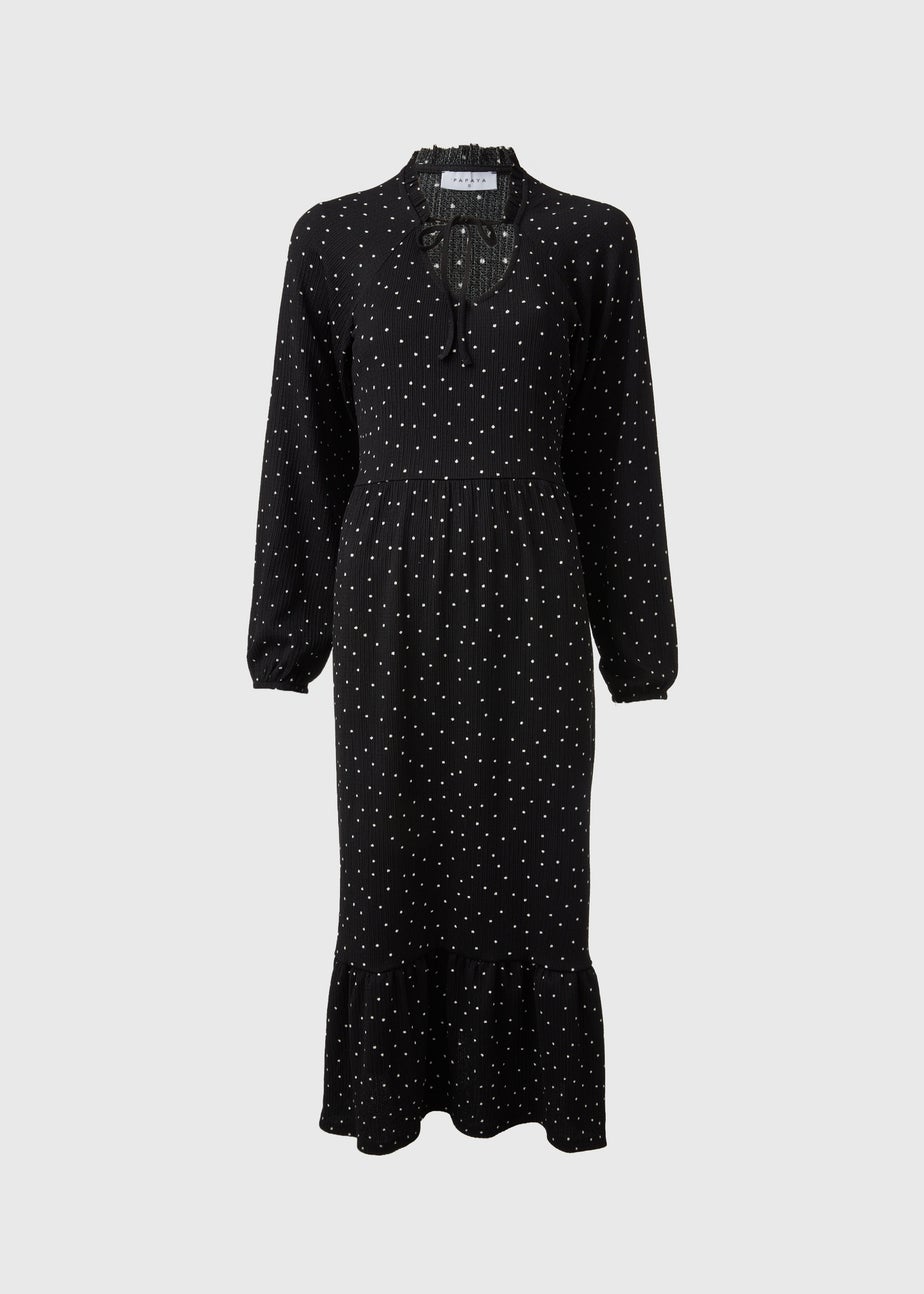 Black Tie Neck Midi Dress